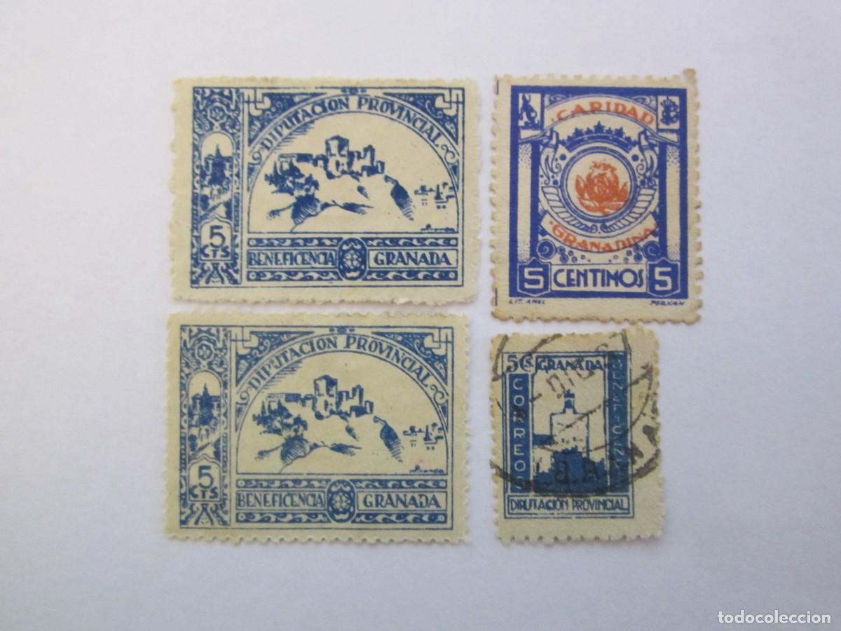 Timbres: LOTE DE 4 SELLOS BENEFICOS CARIDAD GRANADINA 3 S/C