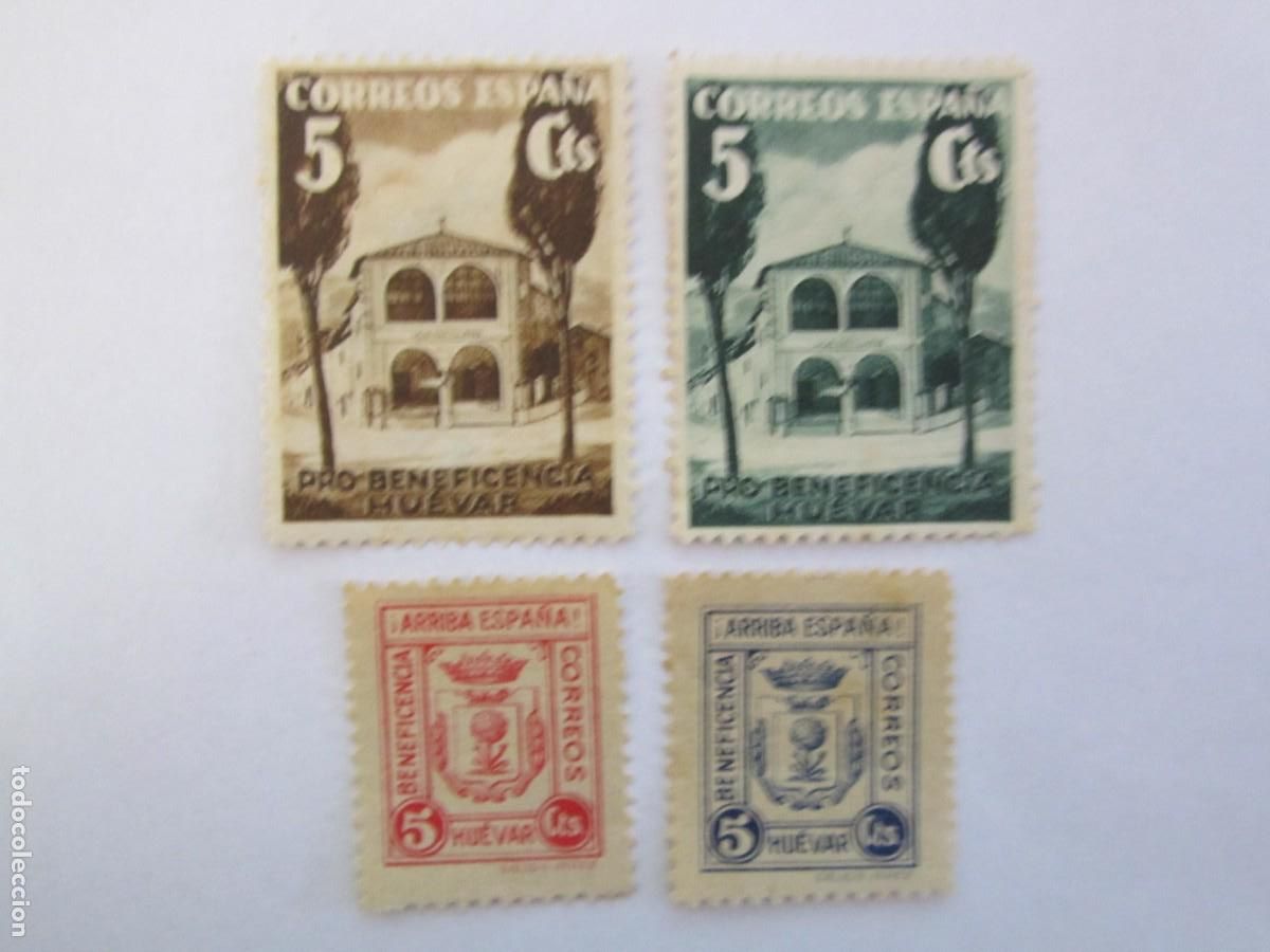 Timbres: LOTE DE 4 SELLOS BENEFICOS HUEVAR S/C