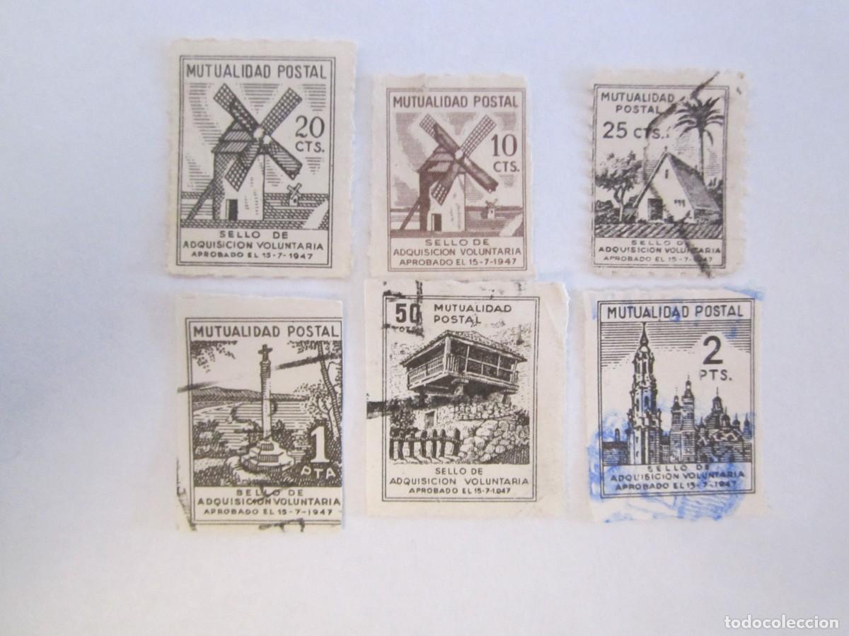 Briefmarken: LOTE DE 6 SELLOS BENEFICOS MUTUALIDAD POSTAL 2 S/C