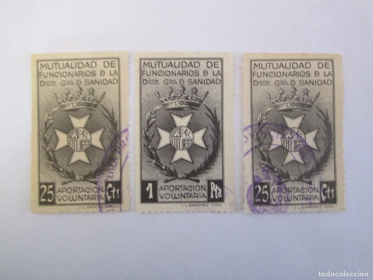 Briefmarken: LOTE DE 3 SELLOS BENEFICOS MUTUALIDAD DE FUNCIONARIOS DE SANIDAD