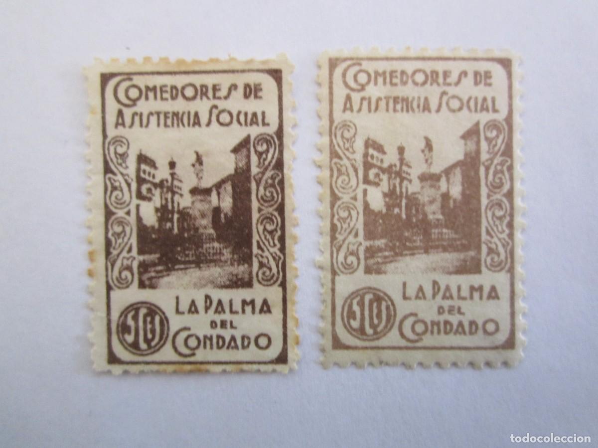 Timbres: LOTE DE 2 SELLOS BENEFICOS COMEDORES LA PALMA DEL CONDADO S/C