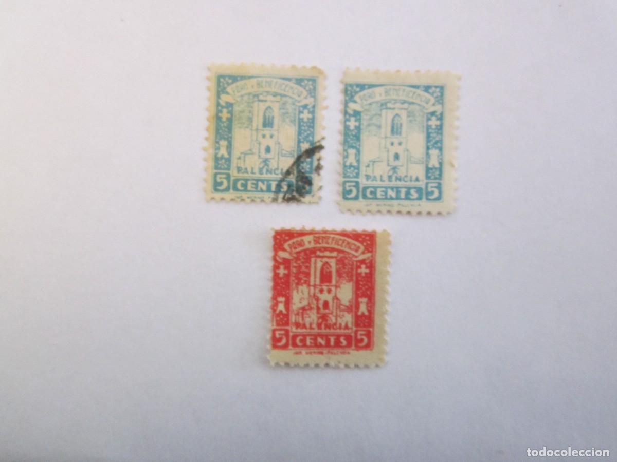 Timbres: LOTE DE 3 SELLOS BENEFICOS PRO BENEFICENCIA PALENCIA 2 S/C