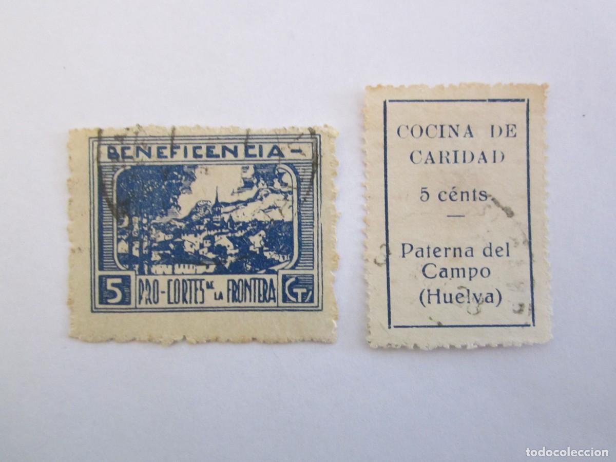 Timbres: LOTE DE 2 SELLOS BENEFICOS COCINA DE CARIDAD PATERNA DEL CAMPO CORTES DE LA FRONTERA
