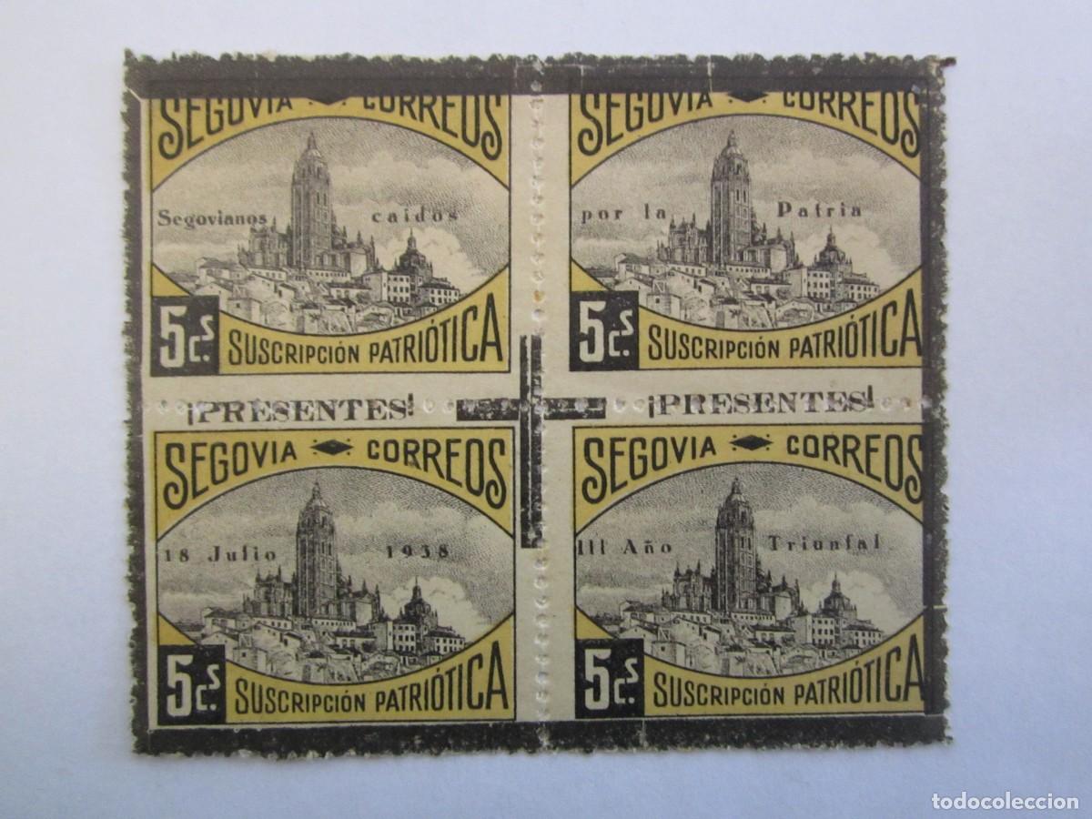 Timbres: BLOQUE DE 4 SELLOS BENEFICOS SEGOVIA SUSCRIPCION PATRIOTICA SEGOVIA S/C