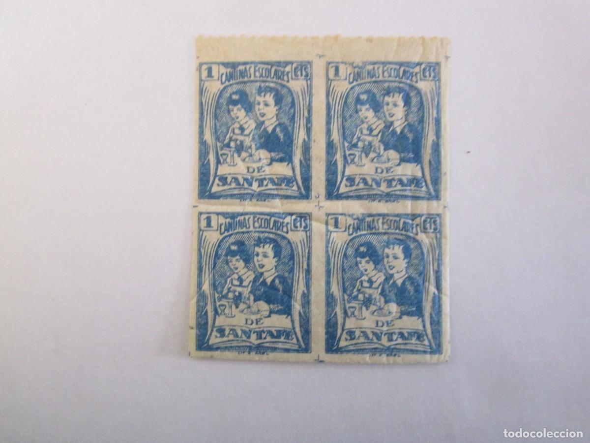 Timbres: BLOQUE DE 4 SELLOS BENEFICOS CANTINAS ESCOLARES SANTAFE S/C