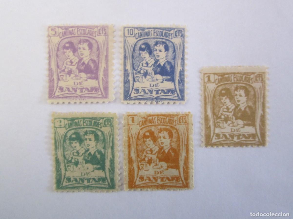 Timbres: LOTE DE 5 SELLOS BENEFICOS CANTINAS ESCOLARES SANTAFE S/C