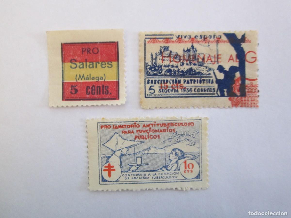 Briefmarken: LOTE DE 3 SELLOS BENEFICOS PRO SOLARES,SUSCRIPCION PATRIOTICA SEGOVIA Y TUBERCULOSOSS/C