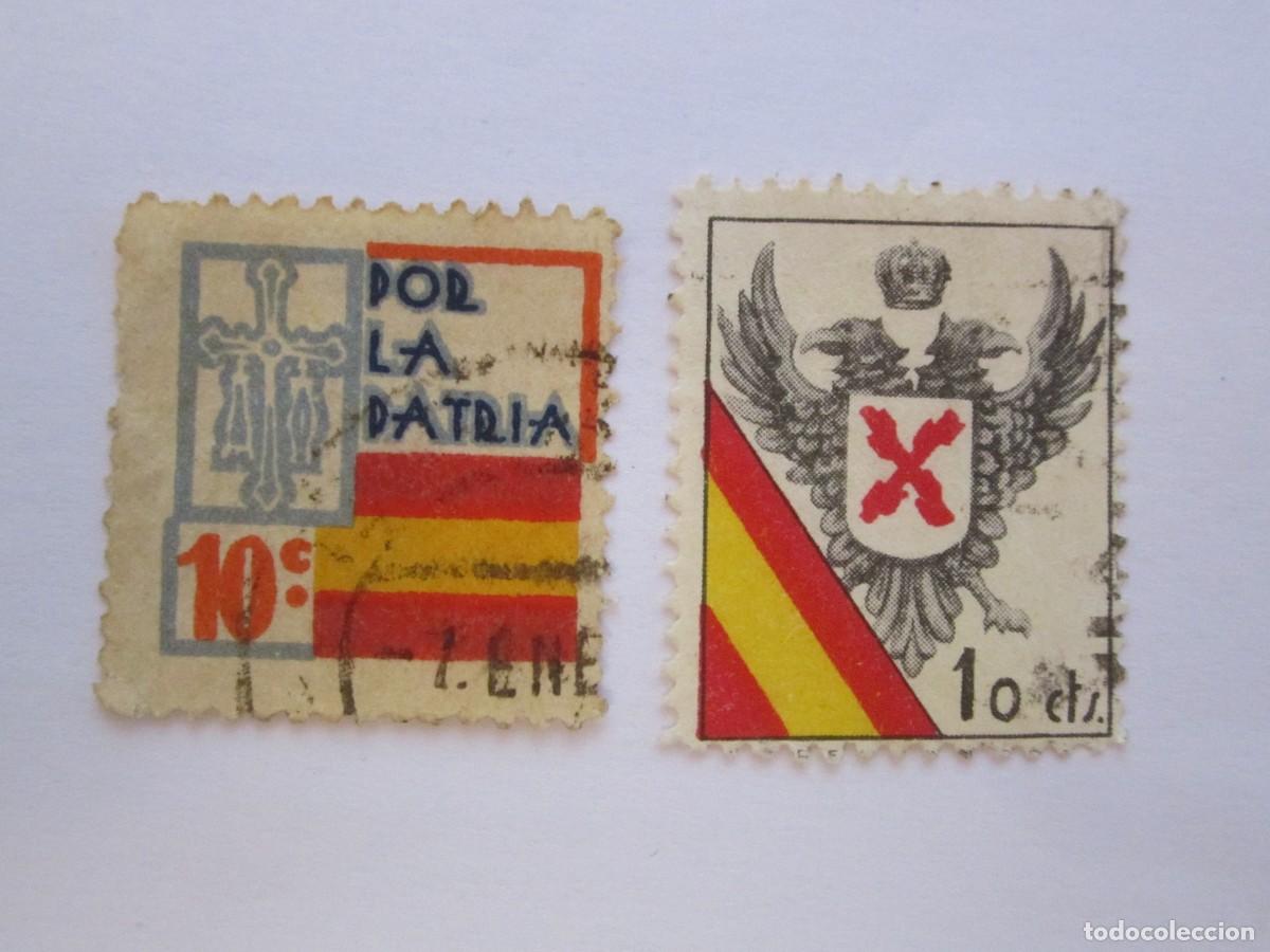 Briefmarken: 2 SELLOS DEL PERIODO DE LA GUERRA CIIVIL POR LA PATRIA