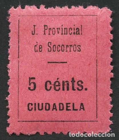 Stamps: GUERRA CIVIL, VI&Ntilde;ETA, J. PROVINCIAL DE SOCORROS, VALOR: 5 CTS, CIUDADELA, MENORCA