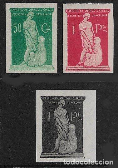 Briefmarken: Guerra Civil, Sellos locales. Barcelona, BARCELONA. pruebas FESOFI n&ordm; 117, 119 y 120 (*)