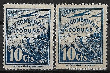 Timbres: Guerra Civil, Sellos locales. Coru&ntilde;a, CORU&Ntilde;A, FESOFI n&ordm; 36 y 37 *