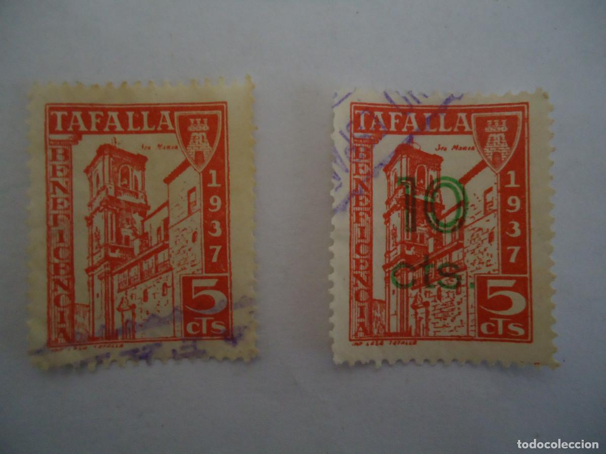 Timbres: 2 VI&Ntilde;ETAS DE BENEFICIENCIA DE TAFALLA, NAVARRA DE 5 CTMS. UNA CON SOBRECARGA DE 10 CTMS. PP -10