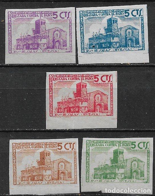 Selos: Guerra Civil, Sellos locales. Huesca, HUESCA, FESOFI n&ordm; 9s a 13s * * lujo, completa