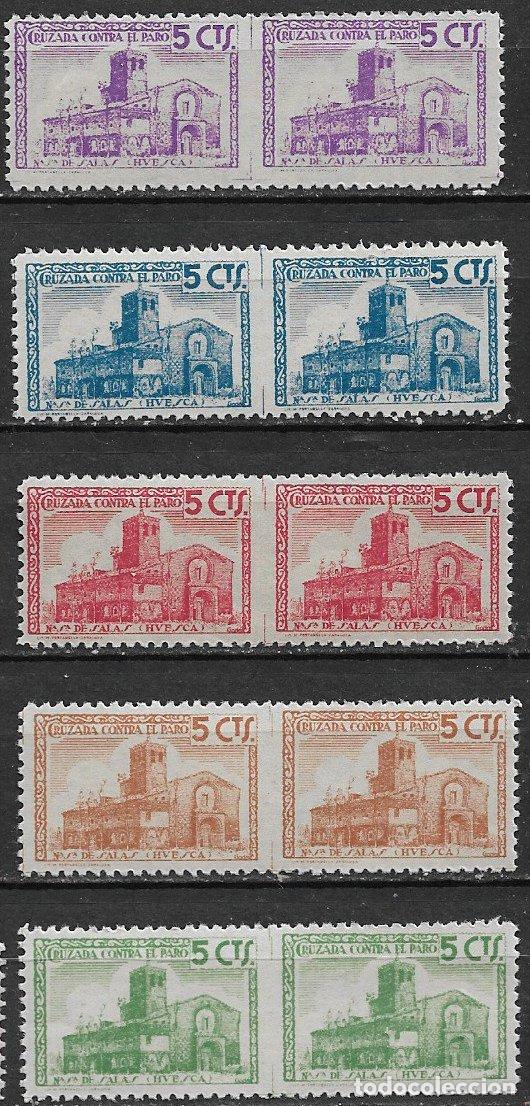 Selos: Guerra Civil, Sellos locales. Huesca, HUESCA, FESOFI n&ordm; 9 a 13 B2 * * variedad, completa