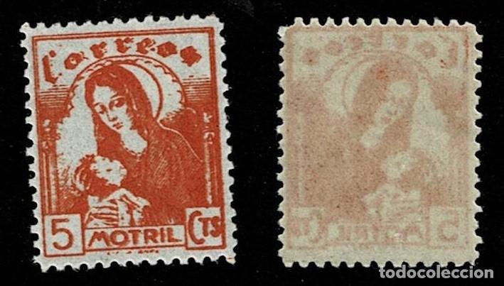 Stamps: Guerra Civil MOTRIL (CORREOS) 5 cts Fesofi n&ordm; 1c Variedad CALCADO AL REVERSO Color NARANJA Sin fijas