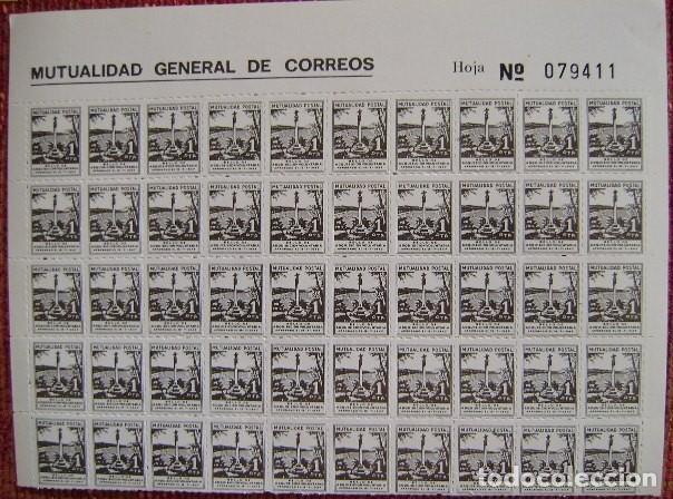Briefmarken: MUTUALIDAD DE CORREOS - 50 SELLOS DE 1 PTS EN BLOQUE NUEVOS **