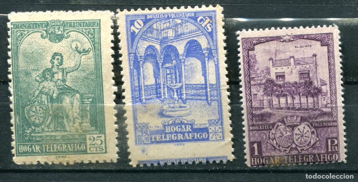 Briefmarken: Edifil 10/12 de Beneficencia de tel&eacute;grafos. Nuevos sin fijasellos, goma algo anaranjada.