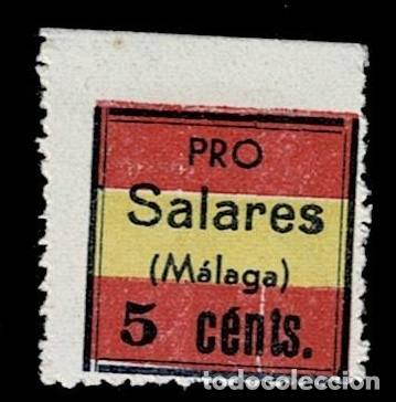Briefmarken: Guerra Civil PRO SALARES Fesofi n&ordm; 4a (W INVERTIDA en vez de M) Color NEGRO y BANDERA Con fijase VER