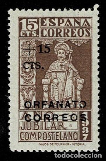 Briefmarken: A5-7-3 Guerra Civil A&ntilde;o Santo Compostelano Scgdo. ORFANATO DE CORREOS + 15 cts Variedad (O rota) Edi