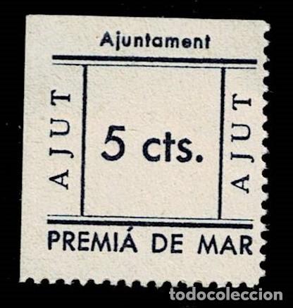 Briefmarken: CL4-18-84 Guerra Civil PREMIA DE MAR (Barcelona) AJUT Variedad AJUNTAMENT 5 cts AZUL Fesofi NO CATA