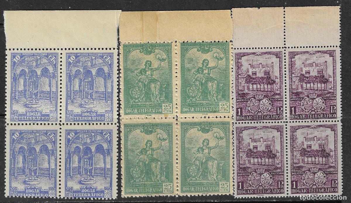 Timbres: 1937 BENEFICENCIA EDIFIL 10/2** SIN FIJASELLOS EN BLOQUE DE 4