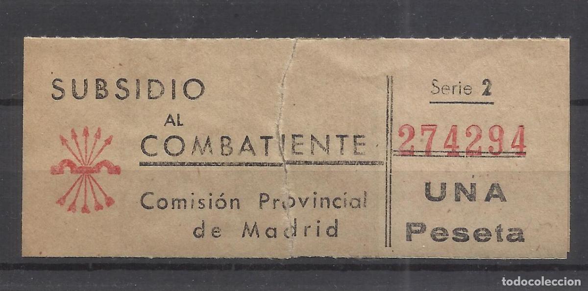 Sellos: MADRID COMISION PROVINCIAL SUBSIDIO AL COMBATIENTE 1 PTS - Foto 1