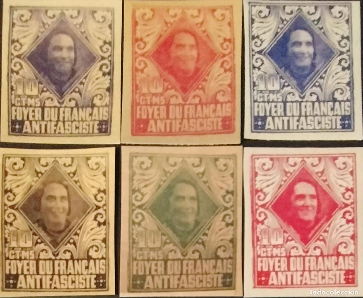Sellos: (FR8) 6 Viñetas nuevas Foyer du Français Pasionaria sellos poster etiquetas label replica