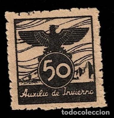 Timbres: 5D AUXILIO DE INVIERNO Galvez 5B PRUEBA DE COLOR NEGRO SOBRE SALMON Sin fijasellos