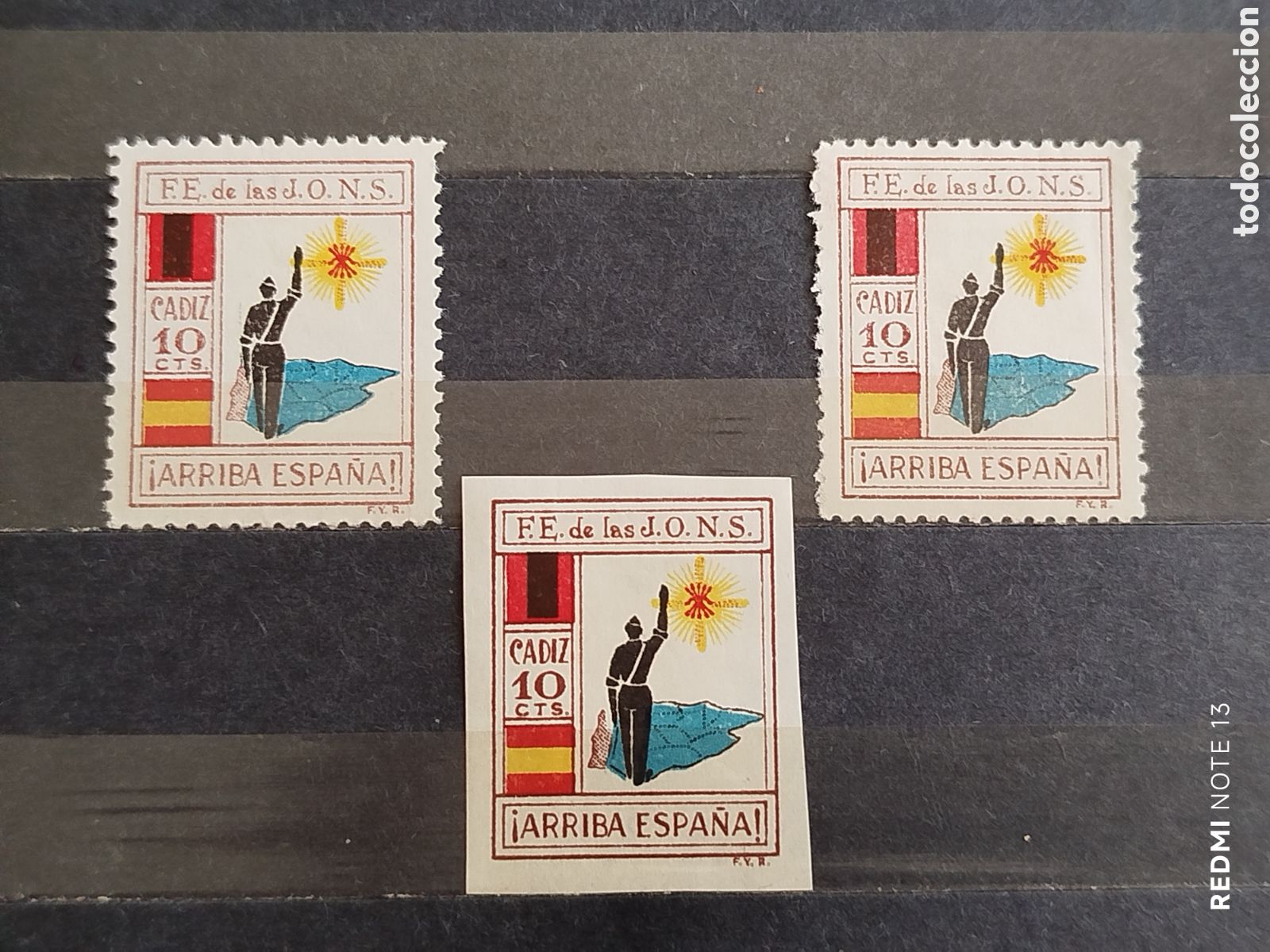 Stamps: Espa&ntilde;a. 1936/1939. Emisiones locales patri&oacute;ticas. C&aacute;diz. Fesofi 104 y 104s. Nuevos (*)