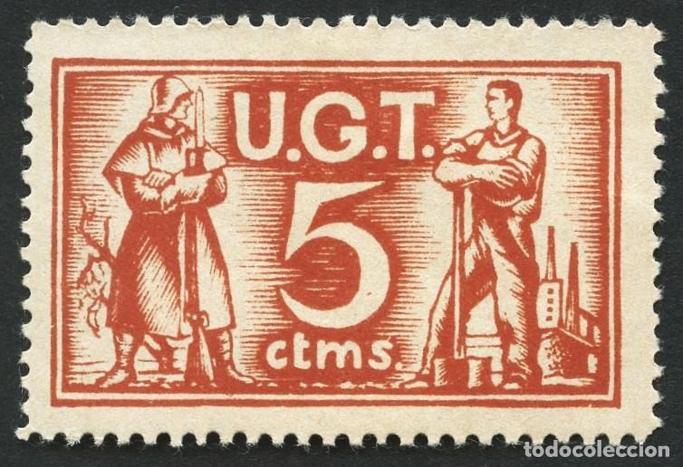 Briefmarken: GUERRA CIVIL, VI&Ntilde;ETA, SINDICATO U.G.T. , VALOR: 5 C&Eacute;NTIMOS