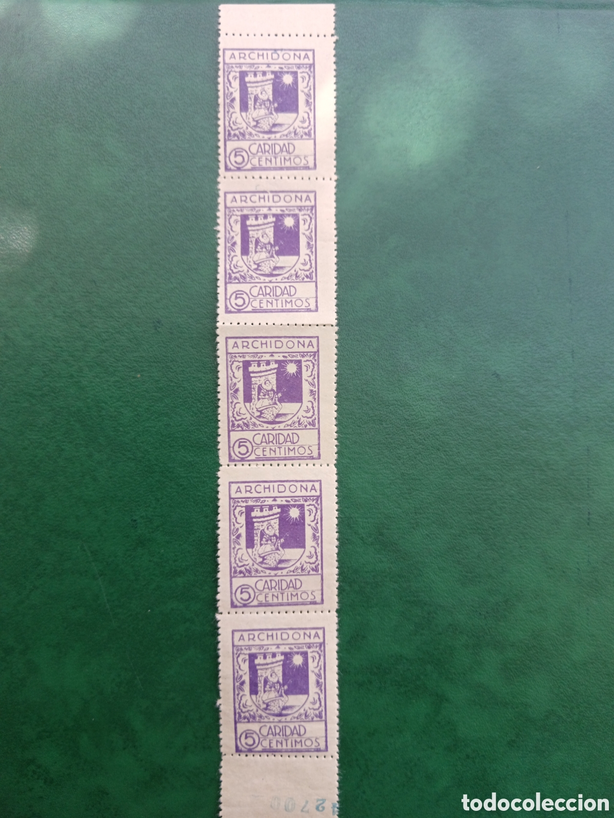 Briefmarken: Bloque 5 Sellos Archidona violeta oscuro nuevos