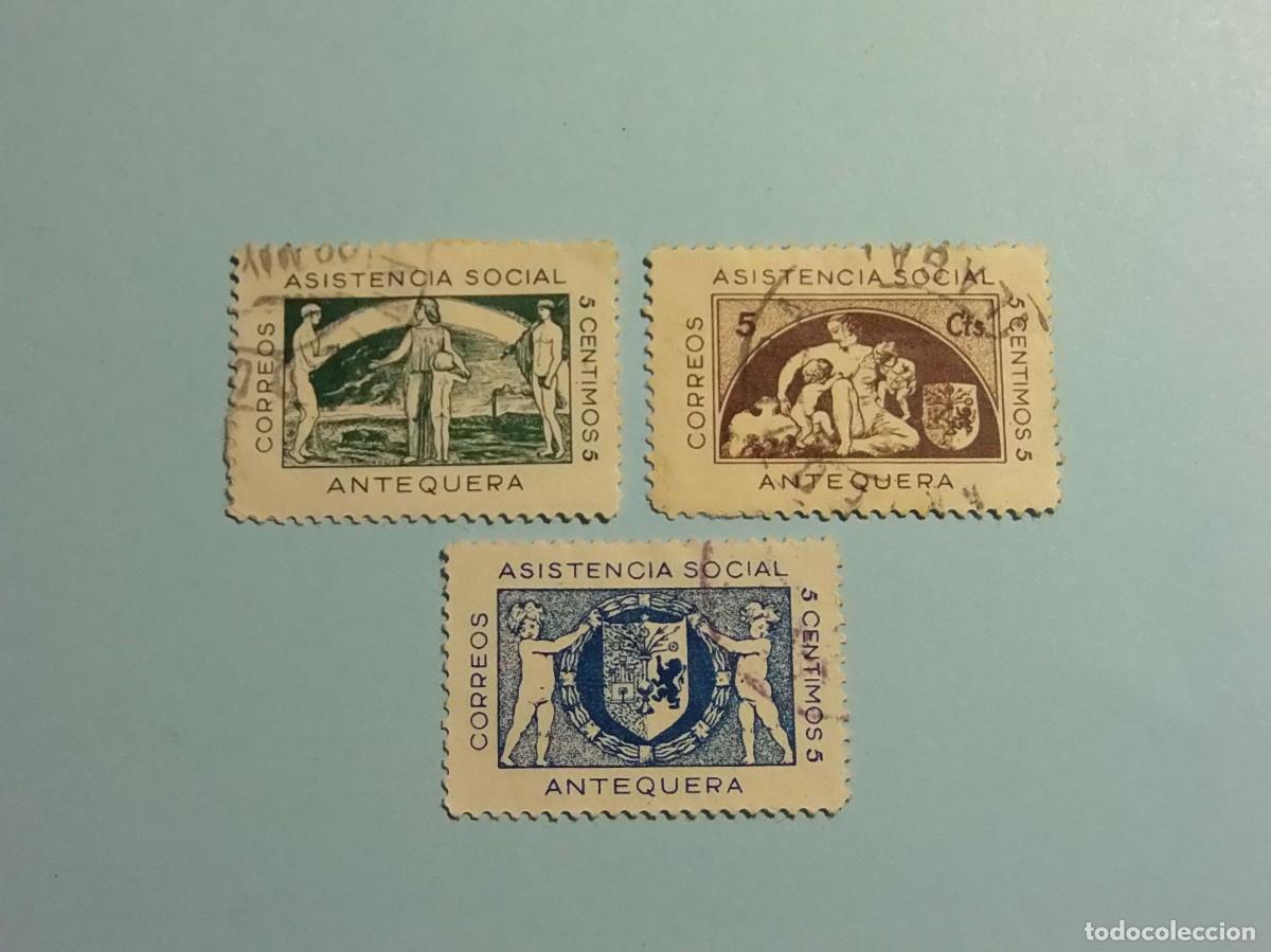 Timbres: BENEFICIENCIA - VI&Ntilde;ETAS - ANTEQUERA, ASISTENCIA SOCIAL - 3 VALORES.