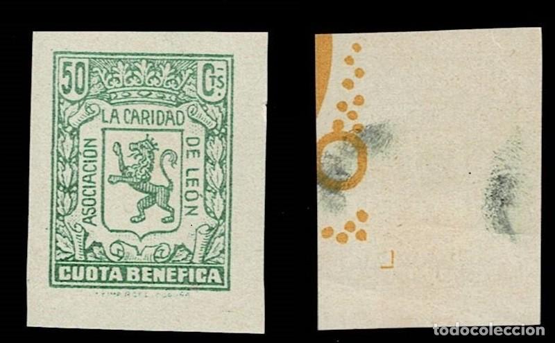 Selos: Guerra Civil LEON ASOCIACION DE CARIDAD Fesofi n&ordm; 10s SIN DENTAR Valor 50 Cts Color VERDE VER
