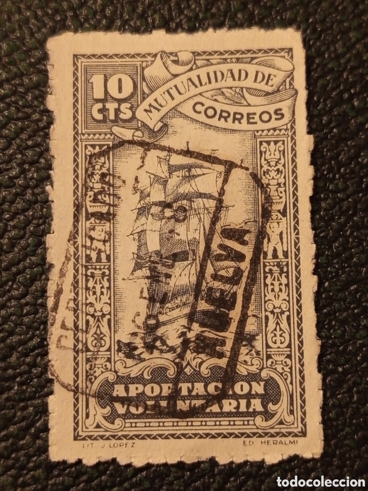 Briefmarken: Sello Mutualidad de Correos 1946 - Aportaci&oacute;n voluntaria 10 cts. MTS .HUELVA