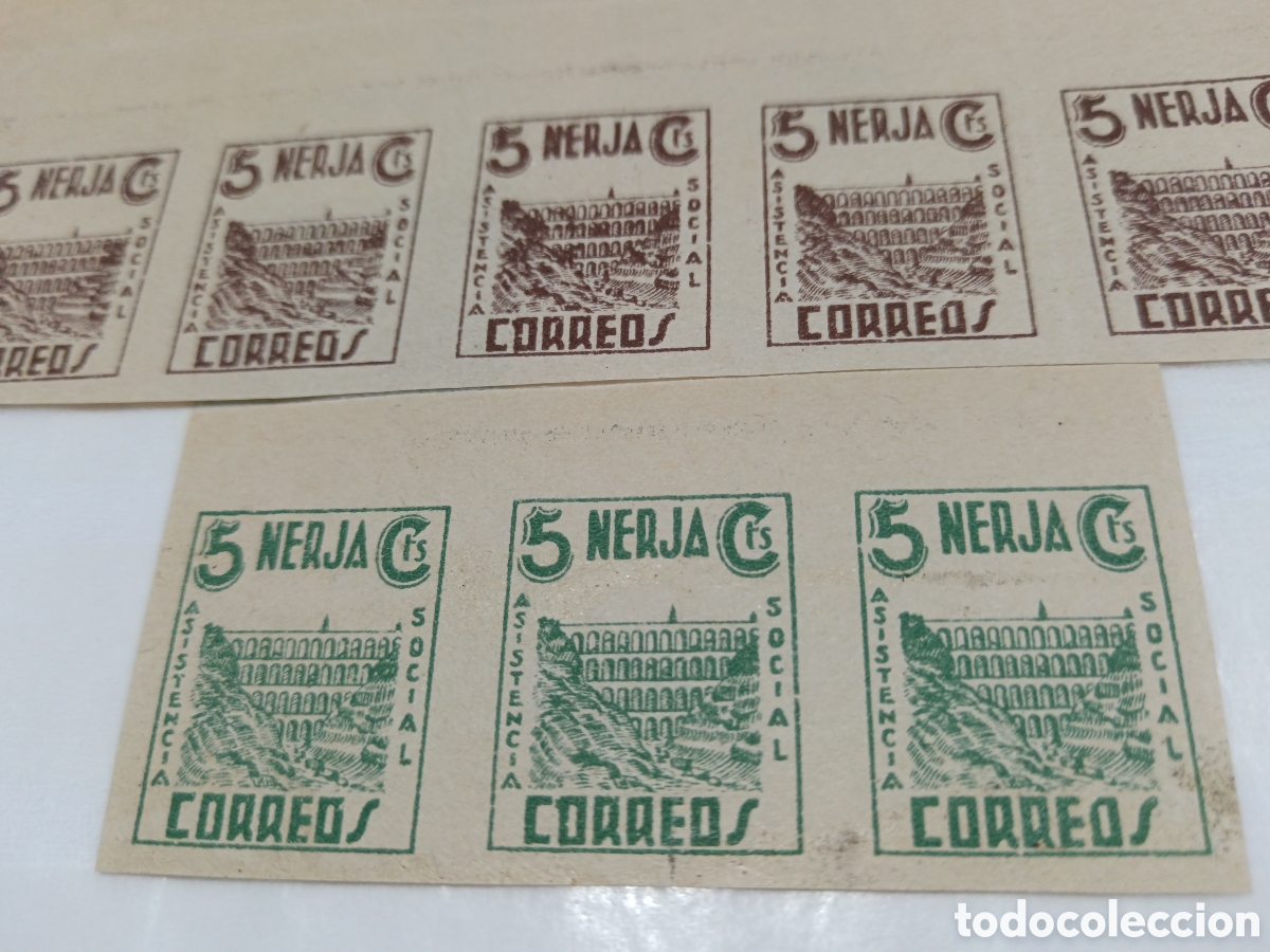 Sellos: Dos bloques de 6 y 3 sellos sin dentar. Nerja - Foto 5