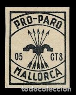 Briefmarken: A3-13 Guerra Civil  MALLORCA (Baleares) Fesofi n&ordm; 37 PRUEBA SIN LAS ASPAS Valor 5 cts. NEGRO