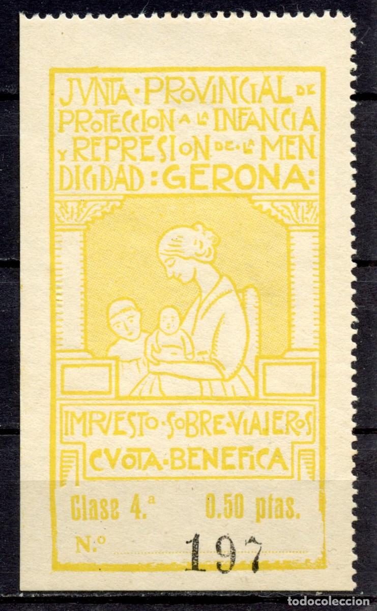 Briefmarken: GERONA - GIRONA SELLO LOCAL NACIONAL EDIFIL N&ordm;12 AMARILLO INTENSO (12b, sello izquierdo)