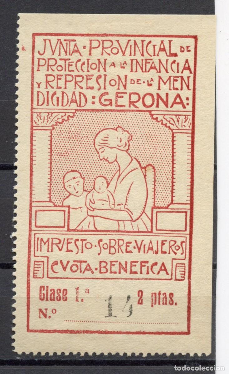 Stamps: GERONA - GIRONA SELLO LOCAL NACIONAL EDIFIL N&ordm;14A (SELLO DERECHO, P&Aacute;LIDO, 14Aa), 2 ptas no rese&ntilde;ado