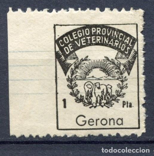 Stamps: GIRONA - GERONA. SELLO DEL COLEGIO PROVINCIAL DE VETERINARIOS DE 1 PTA. NEGRO.