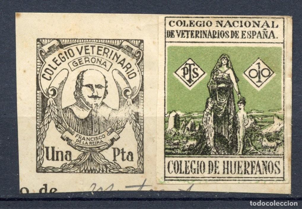 Selos: GIRONA - GERONA. SELLO DEL COLEGIO PROVINCIAL DE VETERINARIOS DE UNA PTA. NEGRO. RECORTE DE DOCUMENT