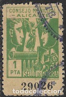Briefmarken: Guerra Civil, locales, Alicante, ALICANTE, FESOFI n&ordm; 32 (o)