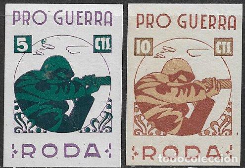 Briefmarken: Guerra Civil, locales, Barcelona, LA RODA, FESOFI n&ordm; 1 y 2 * *