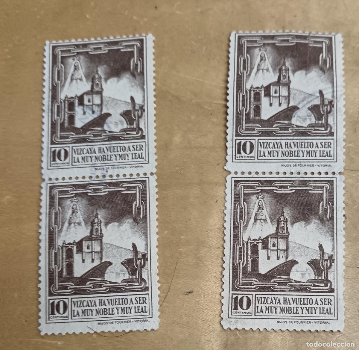 Briefmarken: 4 SELLOS VIZCAYA HA VUELTO A SER LA MUY NOBLE Y MUY LEAL GUERRA CIVIL