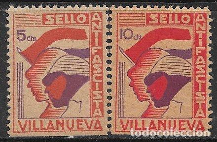 Briefmarken: Guerra Civil, locales, Ja&eacute;n, VILLANUEVA, FESOFI n&ordm; 2 y 3 * *