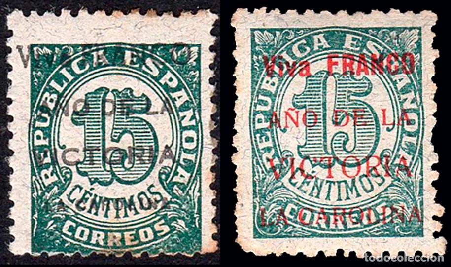 Selos: Espa&ntilde;a - Em. Locales Patri&oacute;ticas - La Carolina * 3 (2) - 1939 - Sobrecarga negra + roja