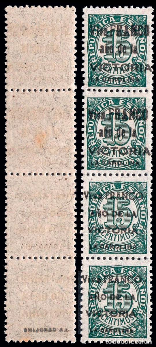 Briefmarken: Espa&ntilde;a - Em. Locales Patri&oacute;ticas - La Carolina ** 3 Tira 4 - 1939
