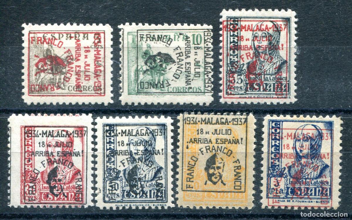 Briefmarken: Edifil 41 al 47 de emisiones patri&oacute;ticas de M&aacute;laga. Ver descripci&oacute;n.