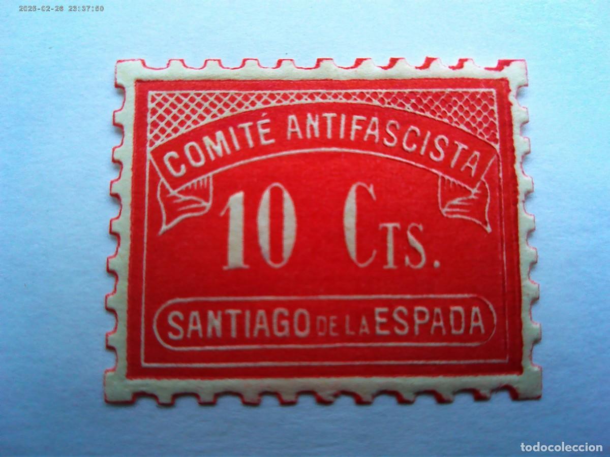 Stamps: GUERRA CIVIL : VI&Ntilde;ETA COMITE ANTIFASCISTA DE SANTIAGO DE LA ESPADA . SIN USAR
