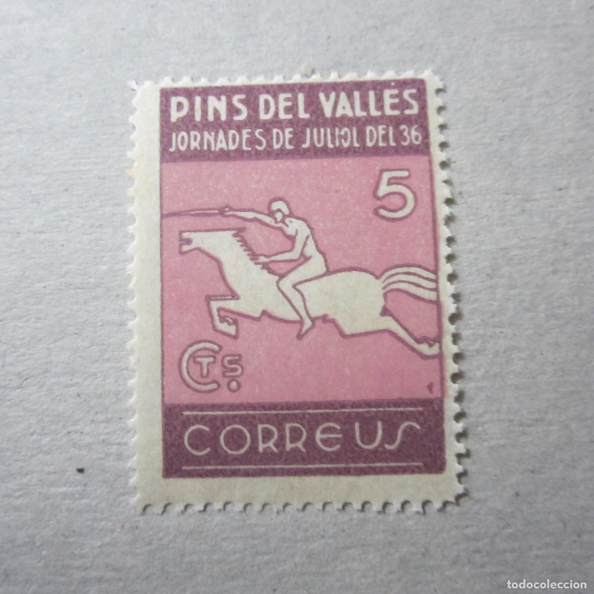 Timbres: Pins del vall&egrave;s, jornades de juliol del 1936, 5 cts, Correus