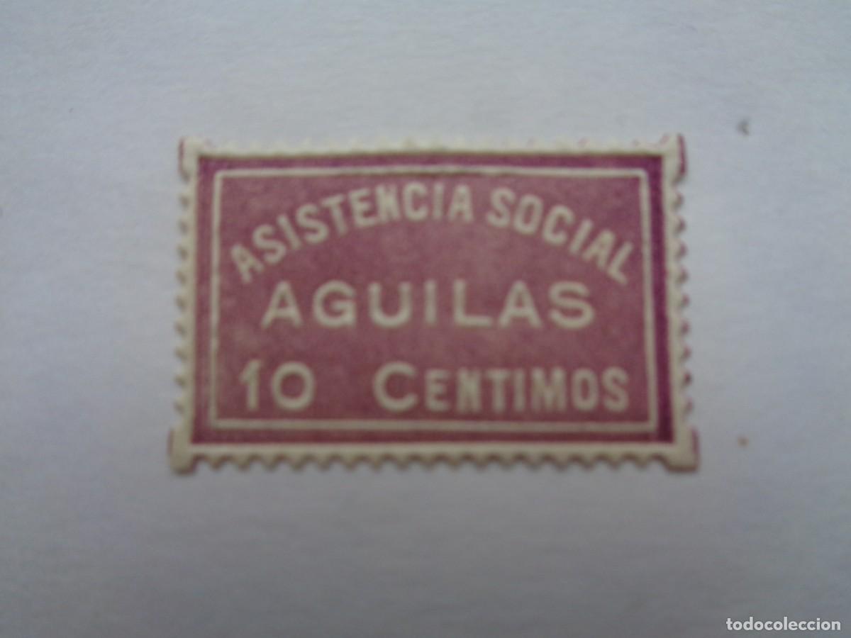 Timbres: GUERRA CIVIL : VI&Ntilde;ETA ASISTENCIA SOCIAL DE AGUILAS ( MURCIA ) . SIN USAR